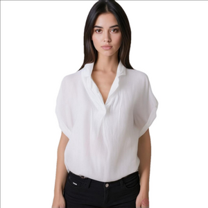 Jane & Delaney XL flowy white boho top tunic blouse v neck